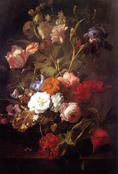 Floral, beautiful classical still life of flowers.128